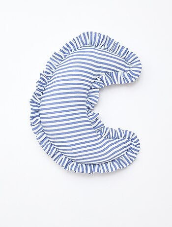 Coussin lune à rayures et volants