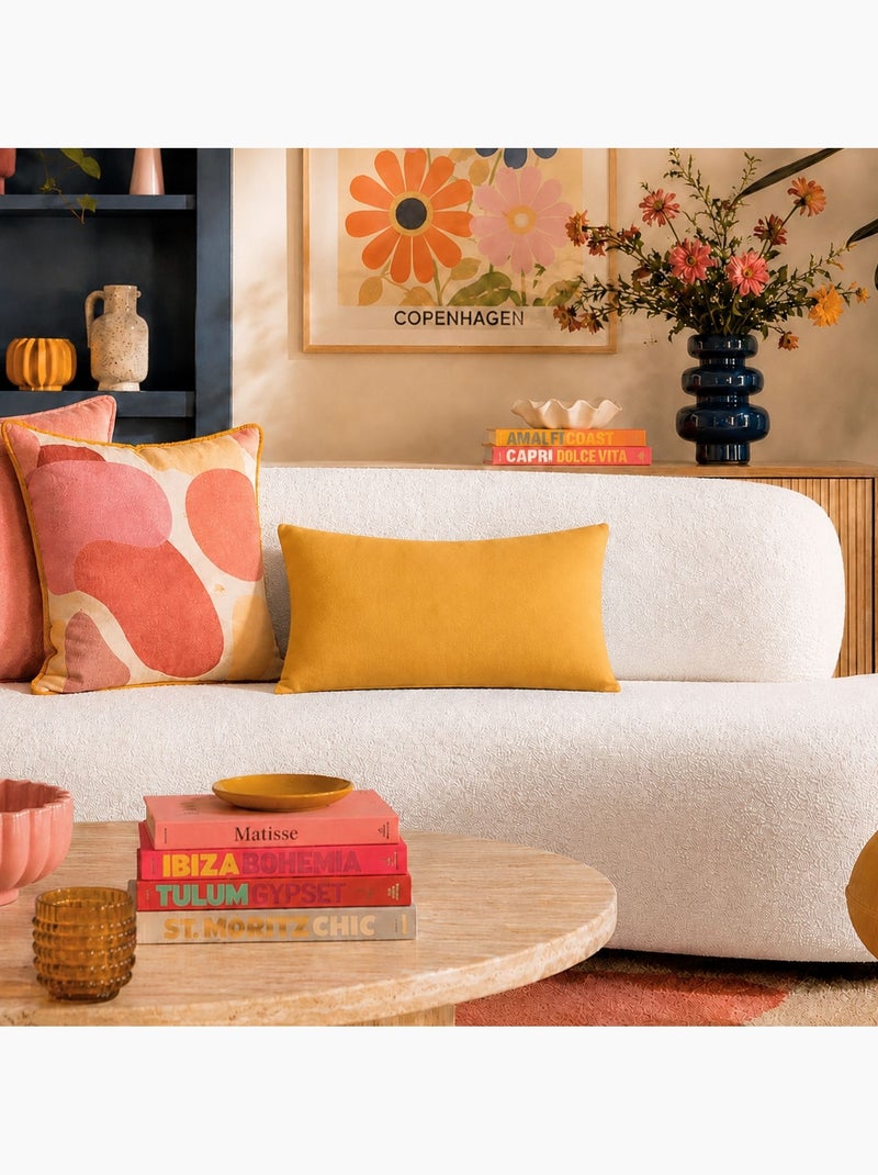 Coussin non déhoussable en coton uni Jaune moutarde - Kiabi