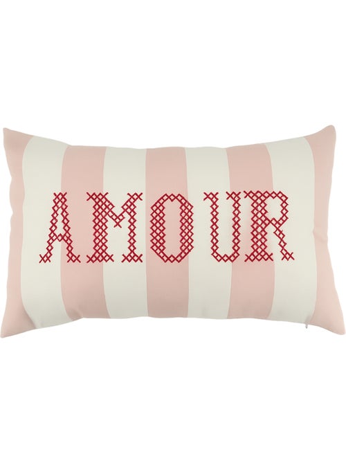 Coussin polylin rectangulaire "amour" brodée - Kiabi