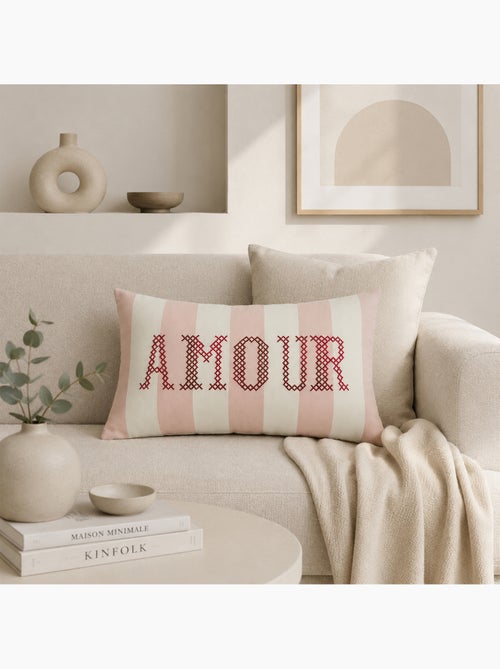 Coussin polylin rectangulaire "amour" brodée - Kiabi