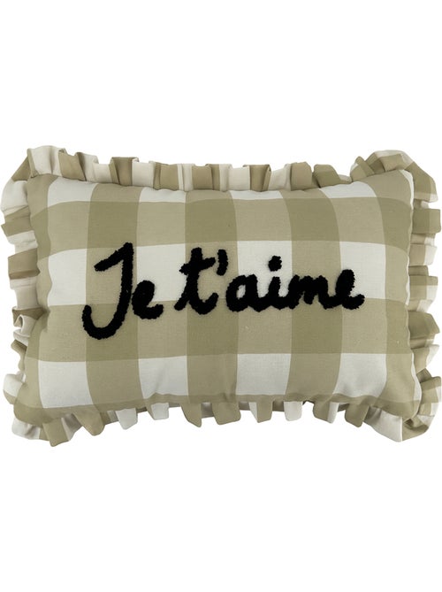 Coussin rectangulaire à carreaux "je t'aime" - Kiabi Coussin rectangulaire à carreaux "je t'aime" - Kiabi
