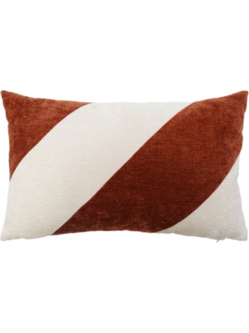 Coussin rectangulaire en velours chenille à motif graphique - Kiabi