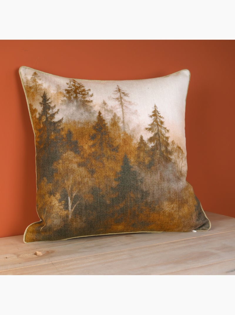 Coussin réversible imprimé aquarelle forêt Marron tabac - Kiabi