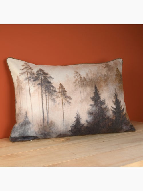Coussin réversible motif aquarelle forêt - Kiabi
