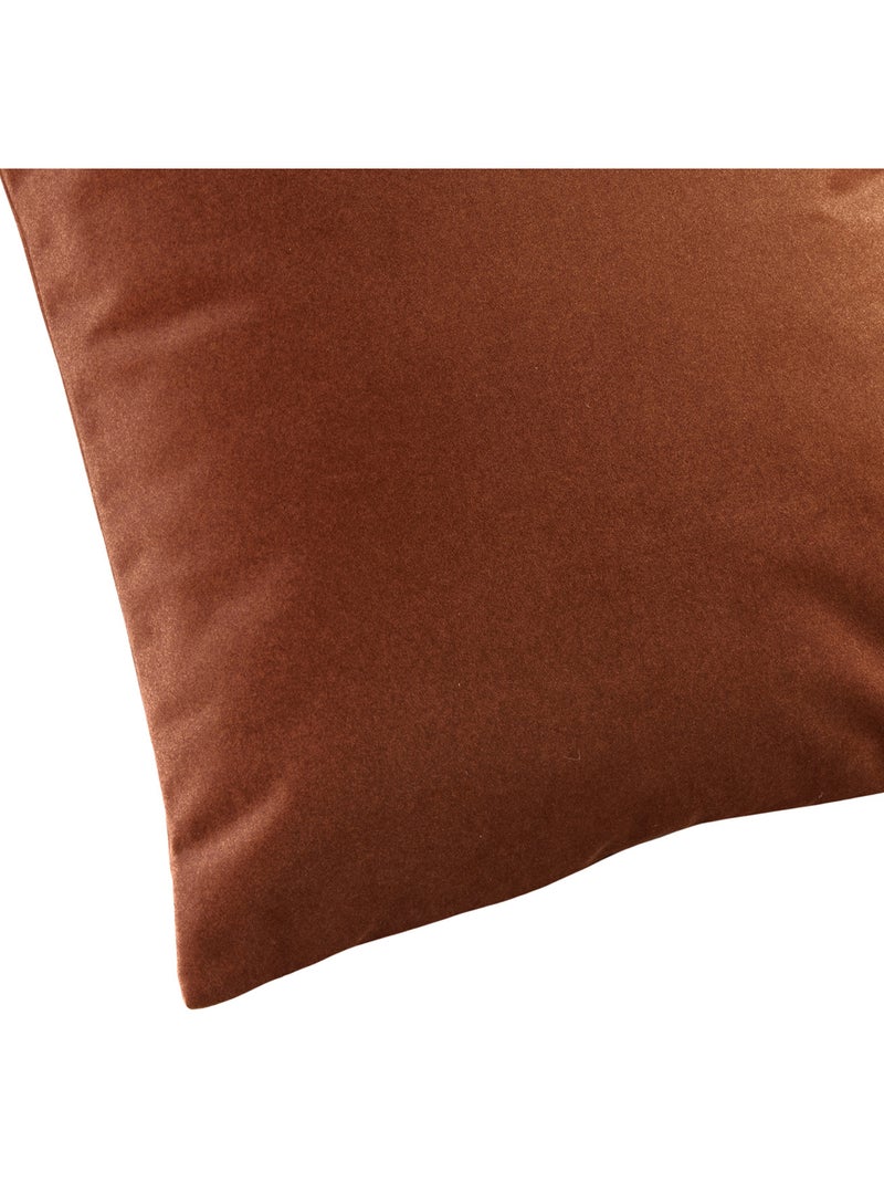 Coussin velours  - Effet peau de pêche Marron foncé - Kiabi