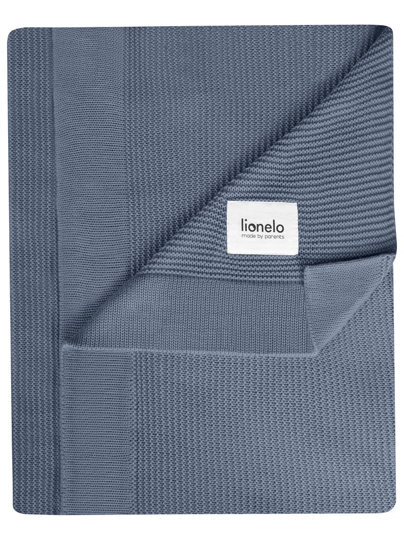 Couverture bébé 100% coton LIONELO - Hypoallergénique - Antibactérien - 100 × 75 cm Bleu - Kiabi