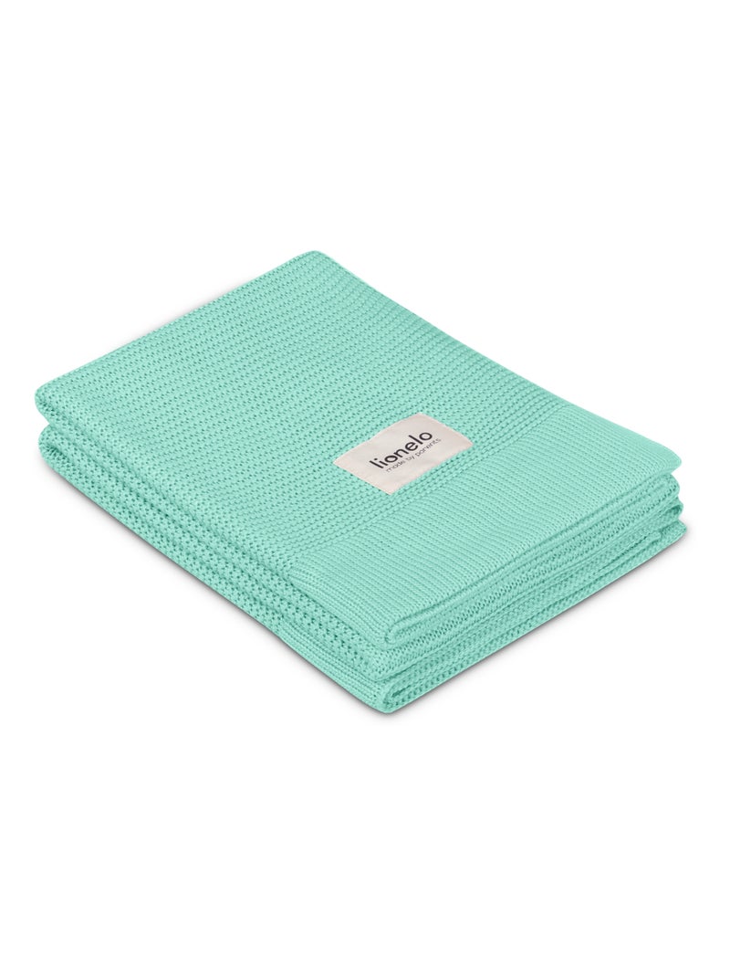 Couverture bébé 100% coton LIONELO - Hypoallergénique - Antibactérien - 100 × 75 cm Vert - Kiabi