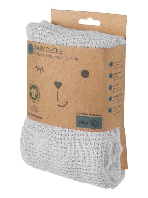 Couverture bébé à aspect tricoté en coton Bio - ROBA 'lil planet' - Kiabi Couverture bébé à aspect tricoté en coton Bio - ROBA 'lil planet' - Kiabi