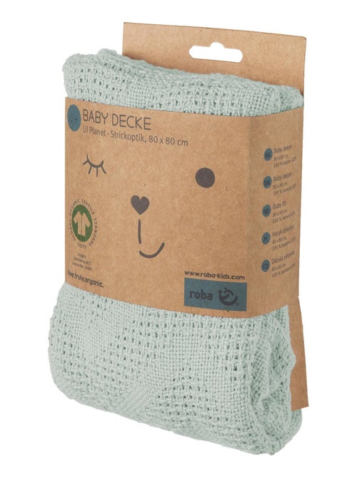 Couverture bébé à aspect tricoté en coton Bio - ROBA 'lil planet' - Kiabi Couverture bébé à aspect tricoté en coton Bio - ROBA 'lil planet' - Kiabi