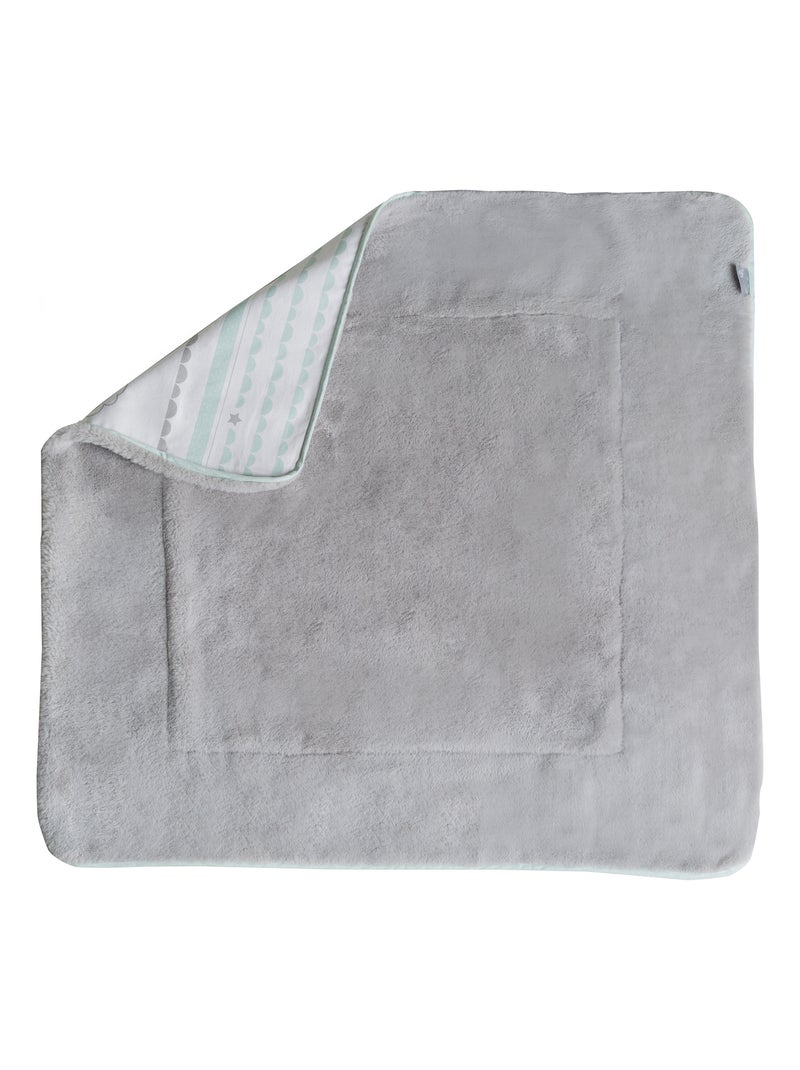 Couverture bébé en jersey de coton et polaire nuage 'Happy Cloud' ROBA Blanc Vert - Kiabi