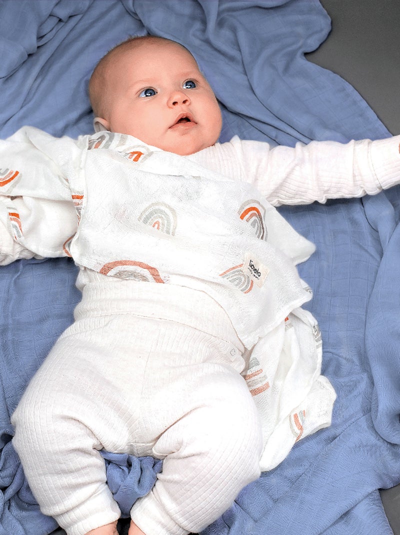 Couverture bébé et Lange en bambou naturel LIONELO Bleu - Kiabi