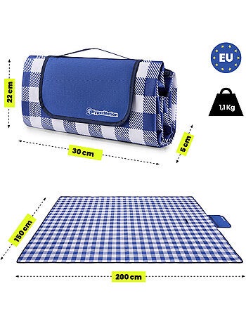 Couverture de pique-nique 150x200 hypermotion carreaux vichy imperméable