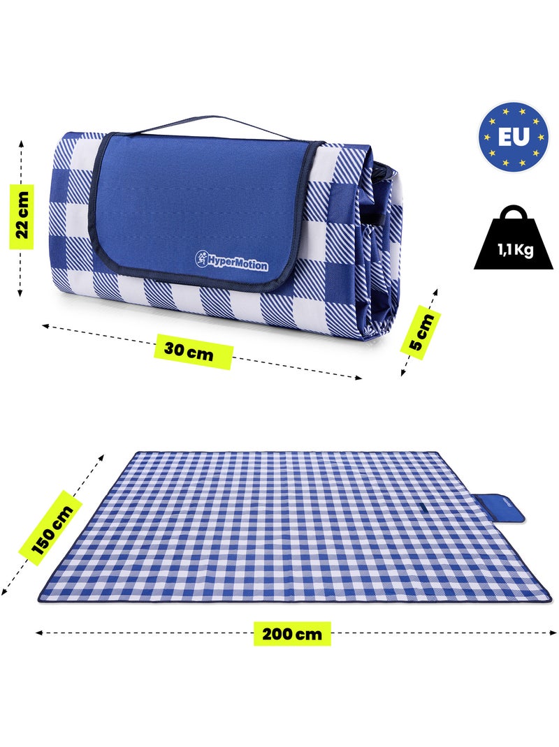 Couverture de pique-nique 150x200 hypermotion carreaux vichy imperméable Bleu - Kiabi