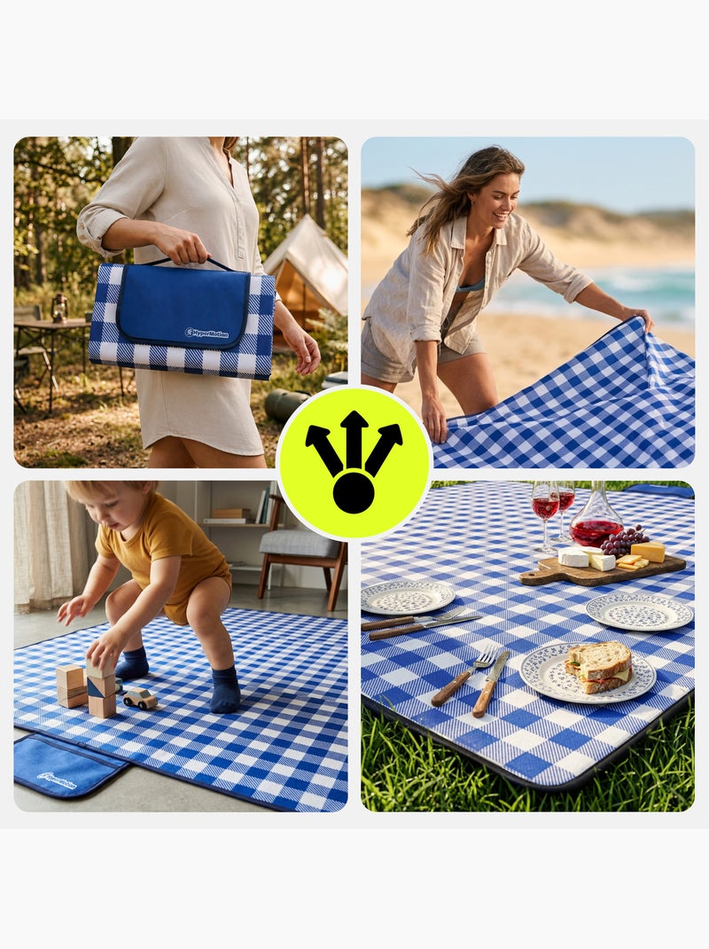 Couverture de pique-nique 150x200 hypermotion carreaux vichy imperméable Bleu - Kiabi