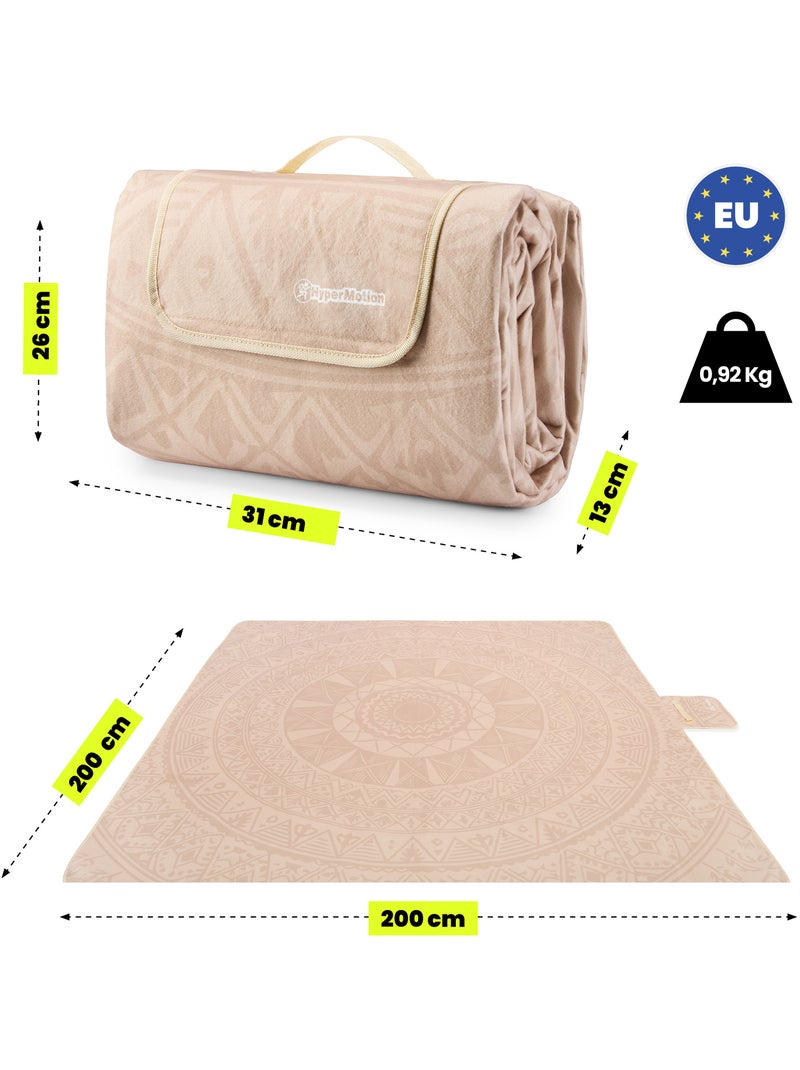 Couverture de pique-nique xxl 200x200 hypermotion mandala bohème imperméable Beige - Kiabi