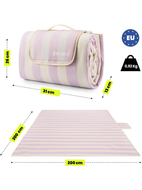 Couverture de pique-nique xxl 200x200 hypermotion rayures imperméable - Kiabi Couverture de pique-nique xxl 200x200 hypermotion rayures imperméable - Kiabi