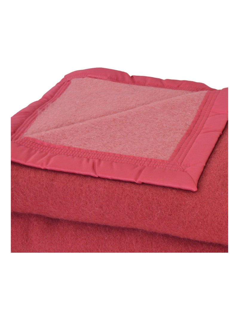 Couverture en 100% pure laine vierge 500g/m² Vieux rose - Kiabi
