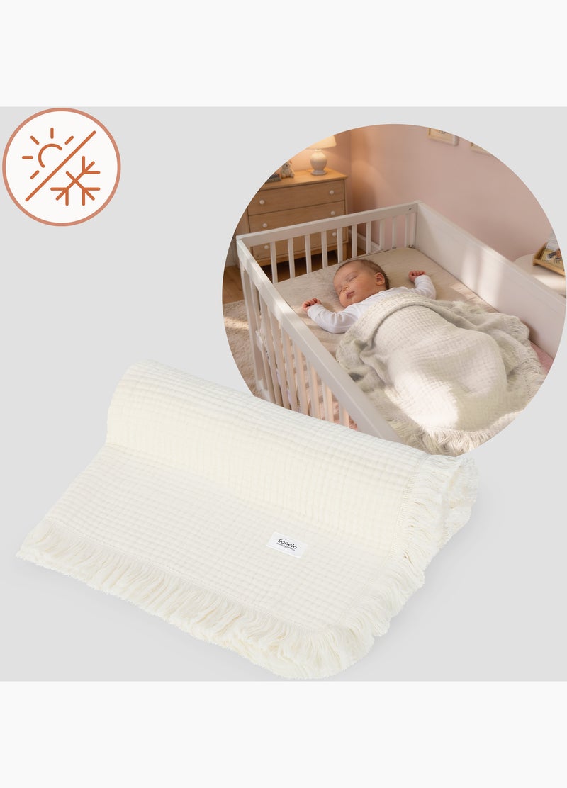 Couverture en coton - LIONELO - 70 x 100 cm - 100 % coton - 280gsm/m2 Beige - Kiabi