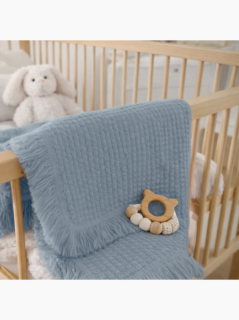 Couverture en coton - LIONELO - 70 x 100 cm - 100 % coton - 280gsm/m2 Bleu - Kiabi