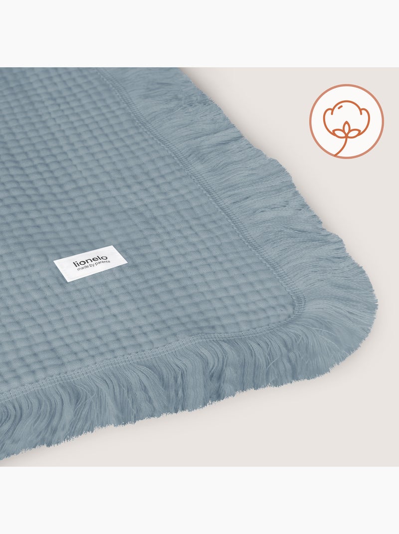 Couverture en coton - LIONELO - 70 x 100 cm - 100 % coton - 280gsm/m2 Bleu - Kiabi