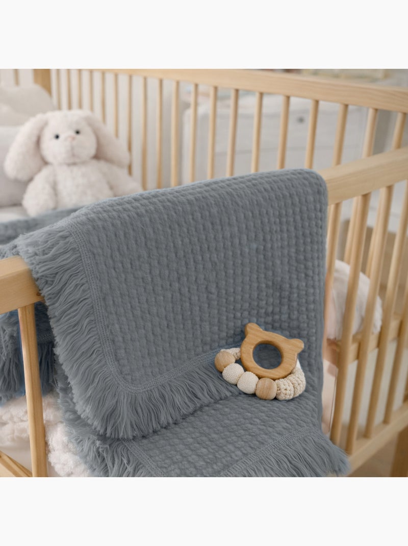 Couverture en coton - LIONELO - 70 x 100 cm - 100 % coton - 280gsm/m2 Gris - Kiabi