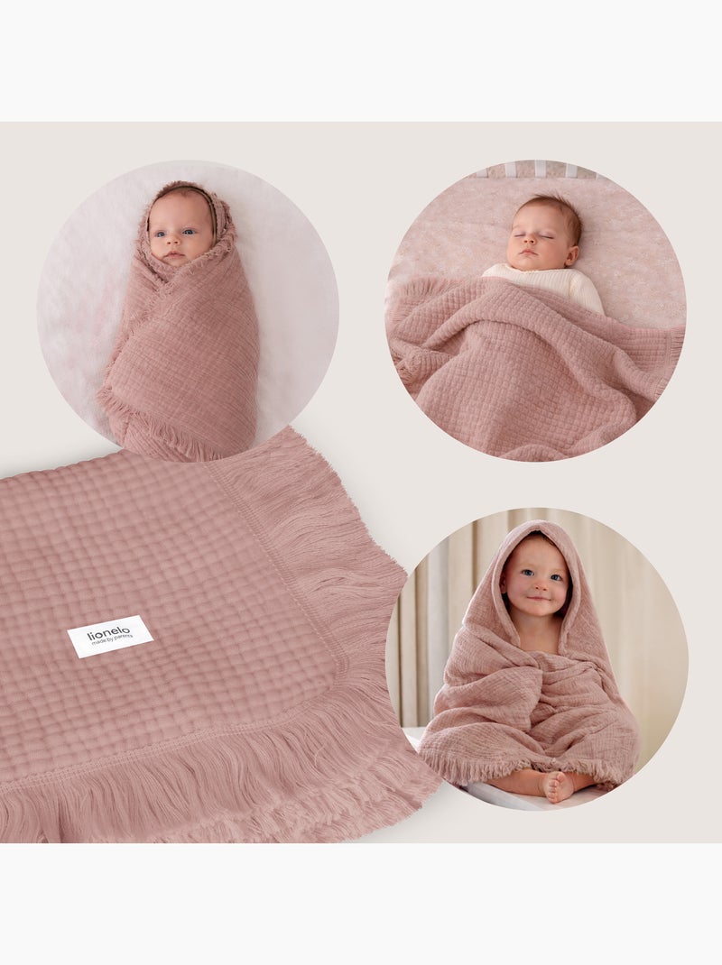 Couverture en coton - LIONELO - 70 x 100 cm - 100 % coton - 280gsm/m2 Rose - Kiabi