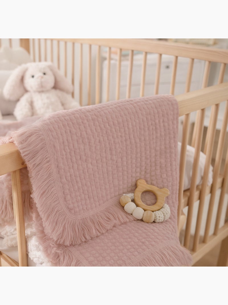 Couverture en coton - LIONELO - 70 x 100 cm - 100 % coton - 280gsm/m2 Rose - Kiabi