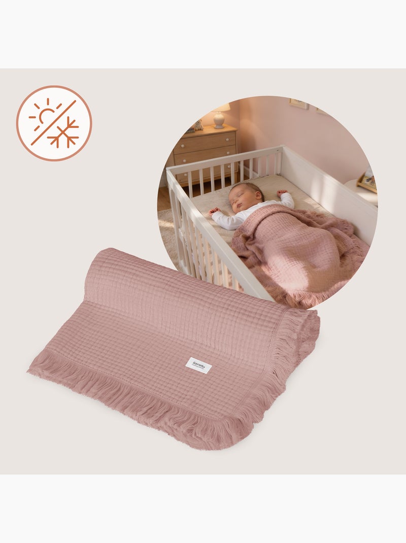 Couverture en coton - LIONELO - 70 x 100 cm - 100 % coton - 280gsm/m2 Rose - Kiabi