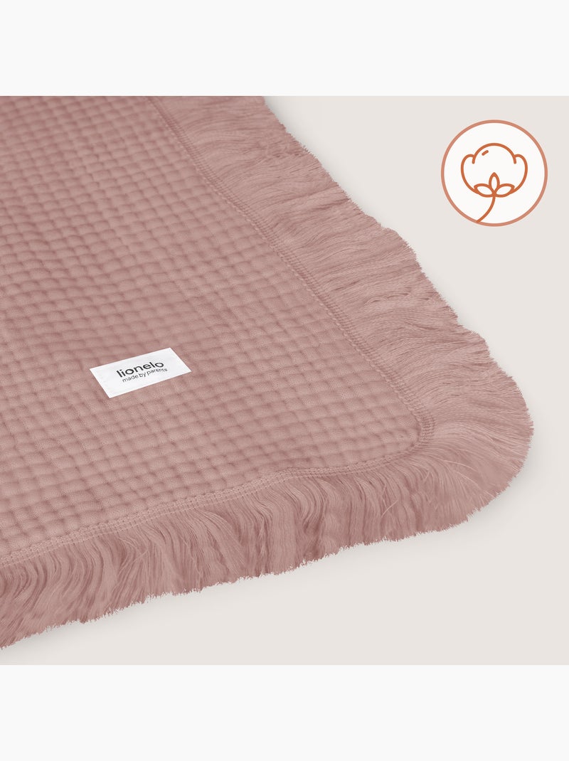 Couverture en coton - LIONELO - 70 x 100 cm - 100 % coton - 280gsm/m2 Rose - Kiabi