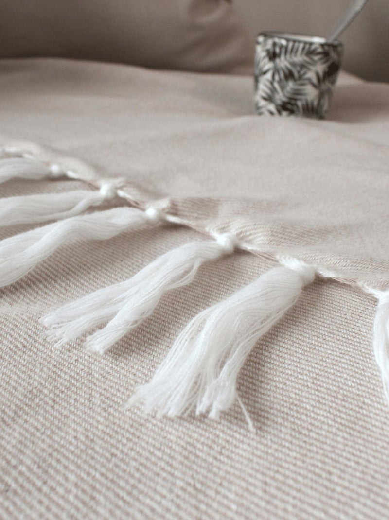 Couverture en jacquard Beige - Kiabi