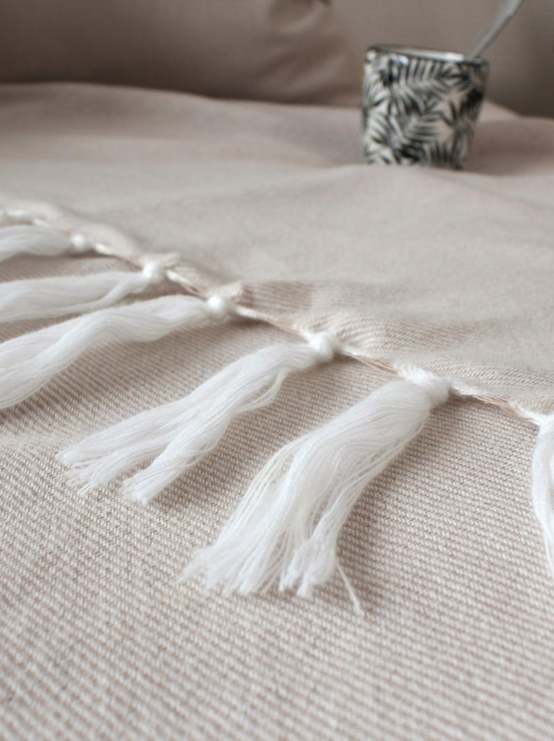 Couverture en jacquard Beige - Kiabi