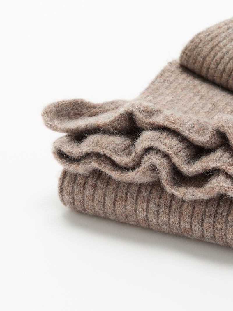 Couverture en tricot Beige - Kiabi