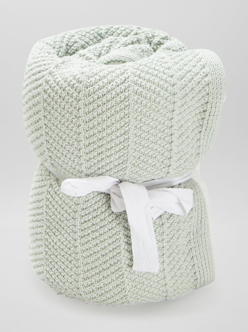 Couverture en tricot Vert d'eau - Kiabi