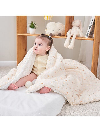Couverture enfant 100x135 en gaze de coton Oeko-Tex et minky | SUPERBE BEBE