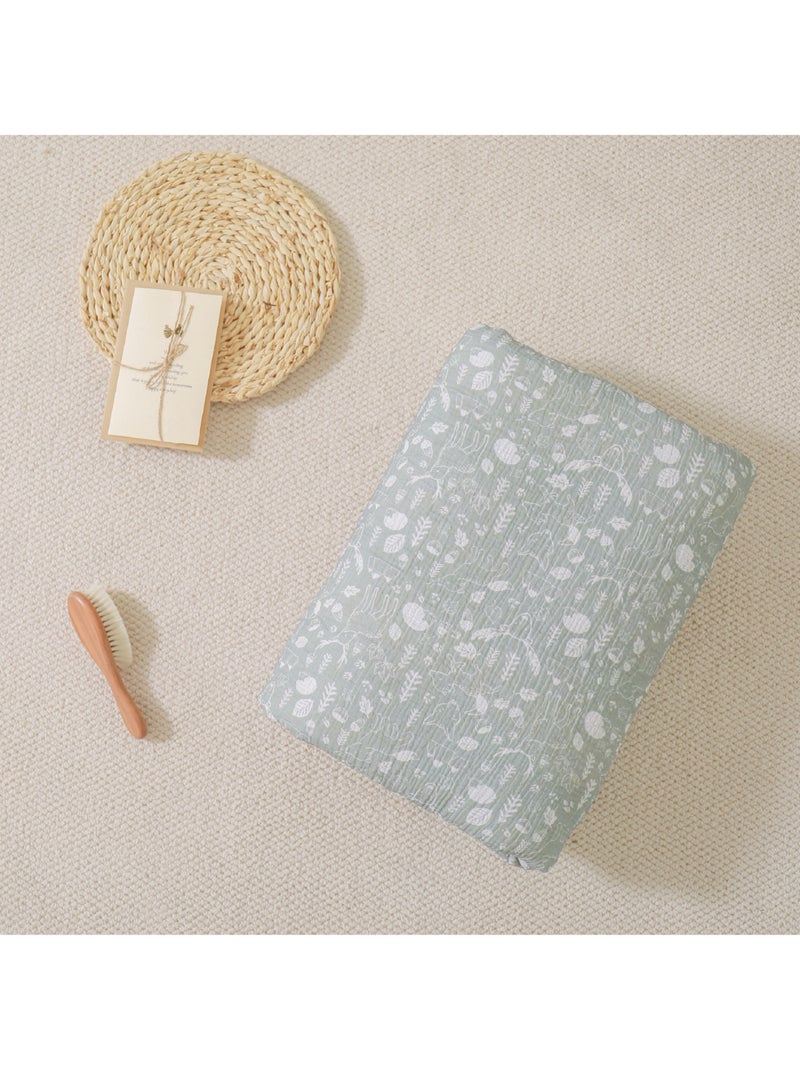 Couverture enfant 100x135 en gaze de coton Oeko-Tex et minky | SUPERBE BEBE Vert - Kiabi