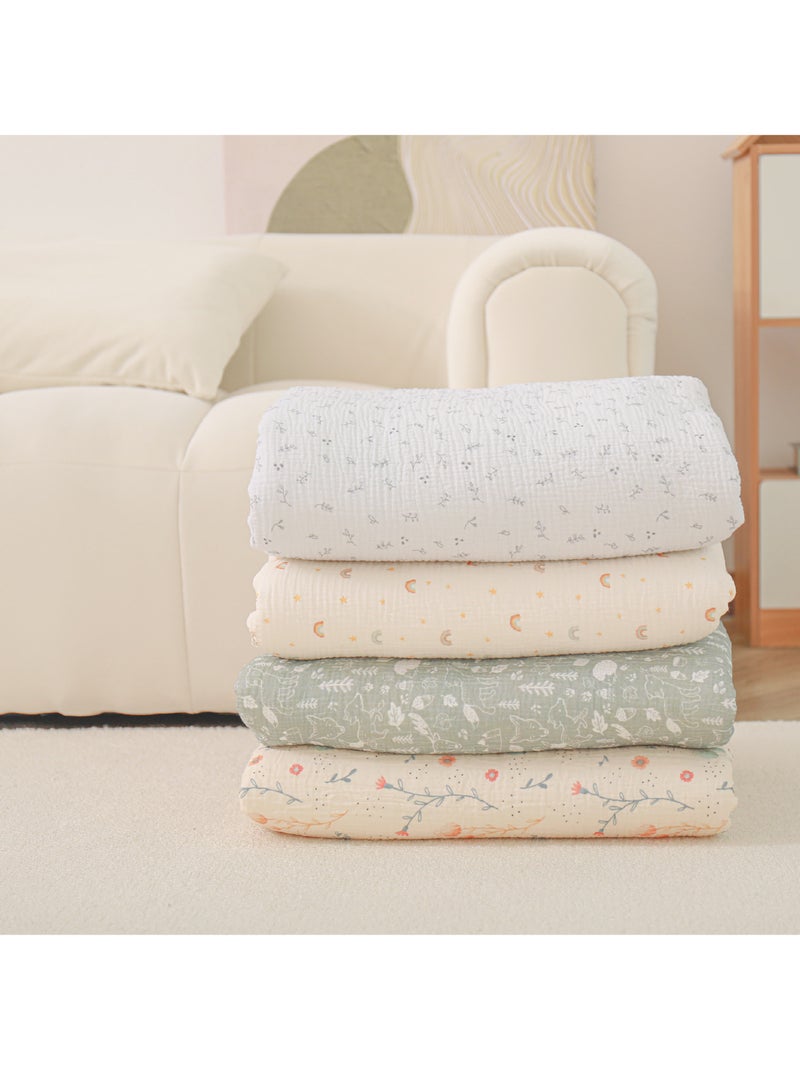 Couverture enfant 75x100 en gaze de coton Oeko-Tex et minky | SUPERBE BEBE Jaune - Kiabi