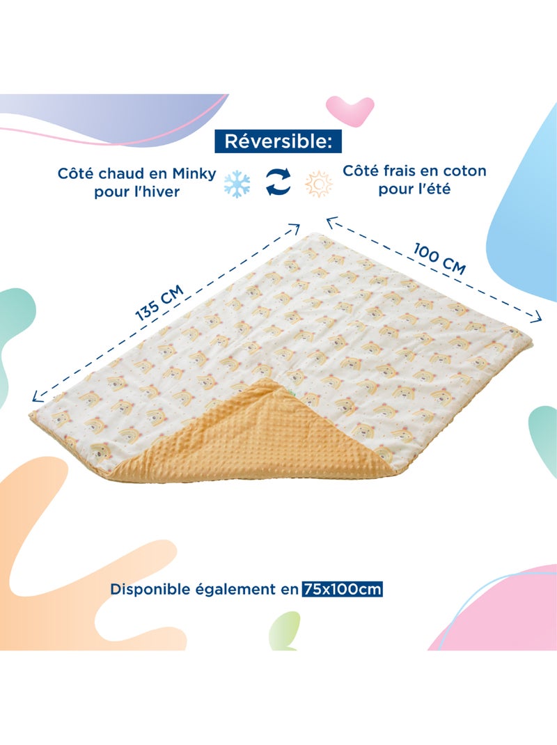 Couverture enfant en Coton Oeko-tex et Minky | SUPERBE BEBE Jaune or - Kiabi