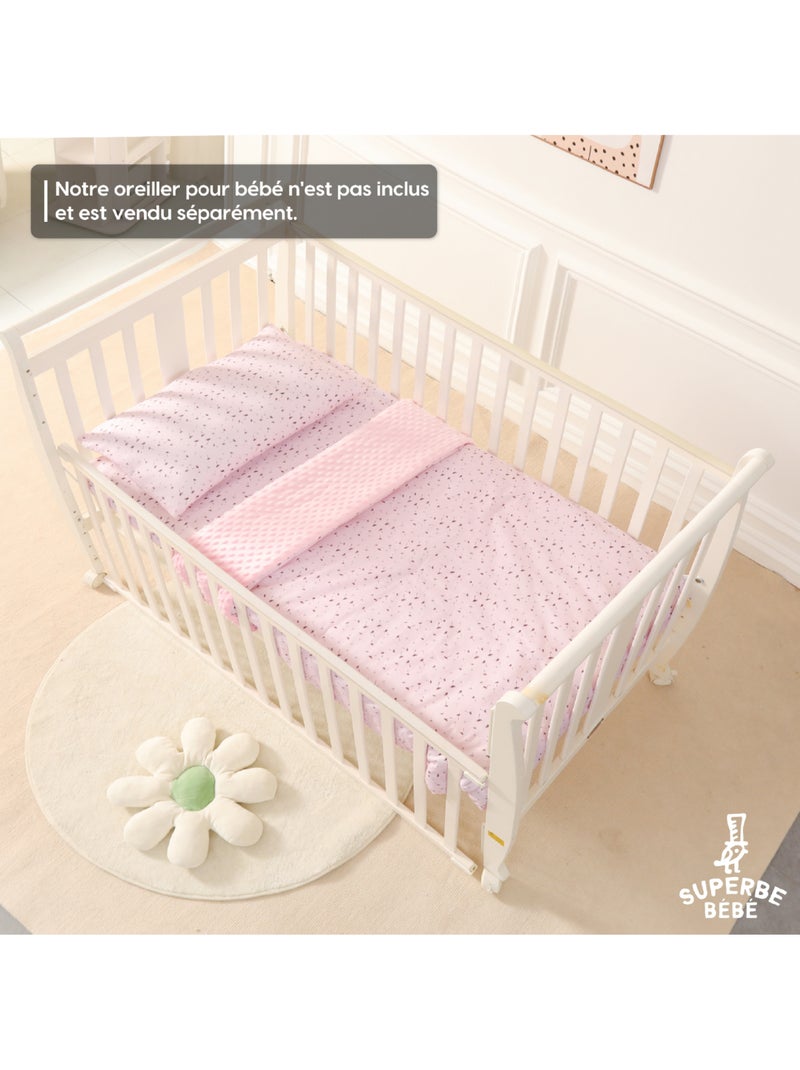 Couverture enfant en Coton Oeko-tex et Minky | SUPERBE BEBE Rose - Kiabi