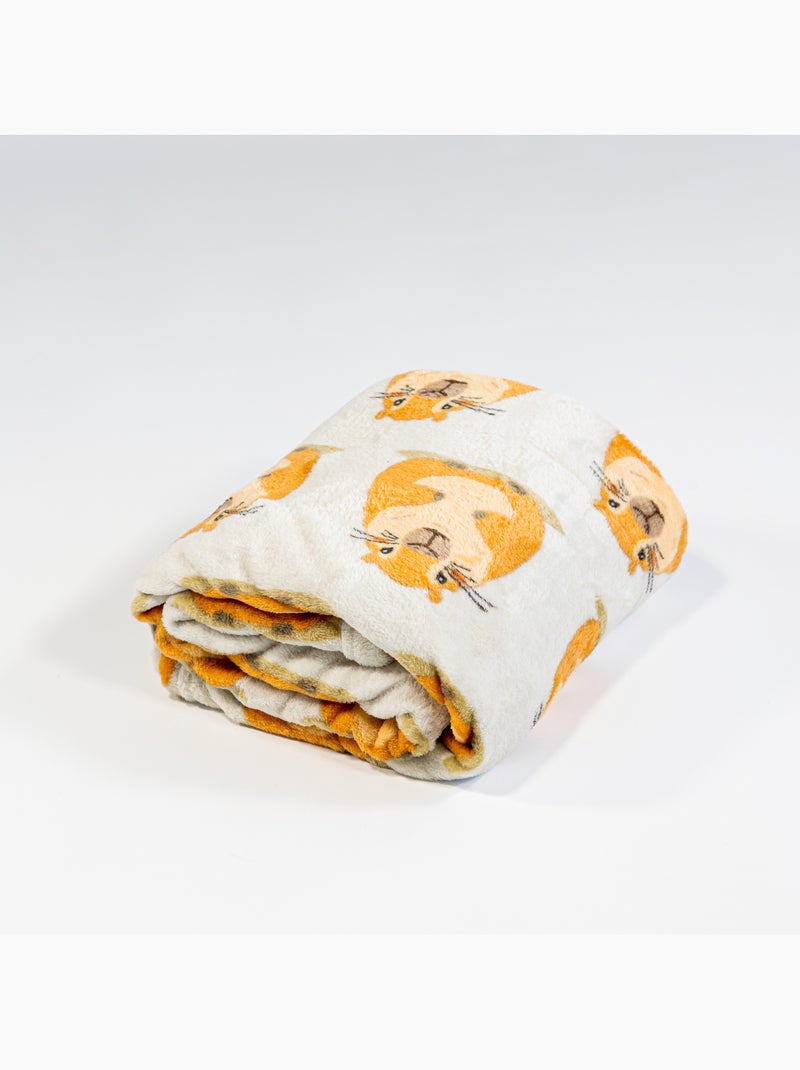 Couverture Flanelle Capybara 110x150cm – All-Over Kawaii – Touché Doux Chaud Beige - Kiabi