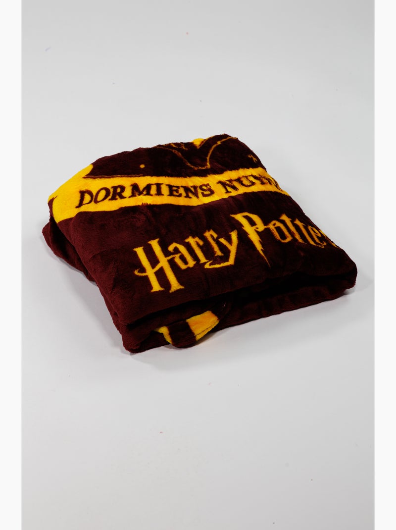 Couverture Flanelle Harry Potter Poudlard 130x160cm – Blason Doré – Licence Officielle Noir Bordeaux Noir - Kiabi