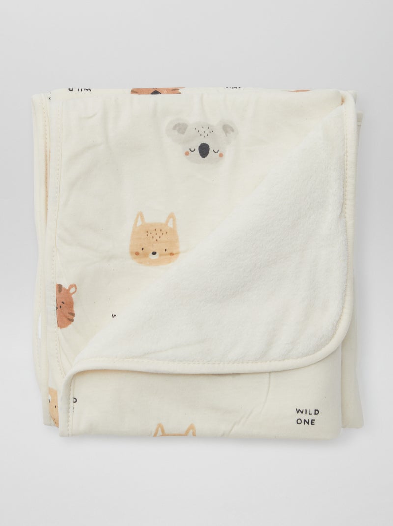 Couverture imprimée avec intérieur effet polaire Blanc 'koala' - Kiabi