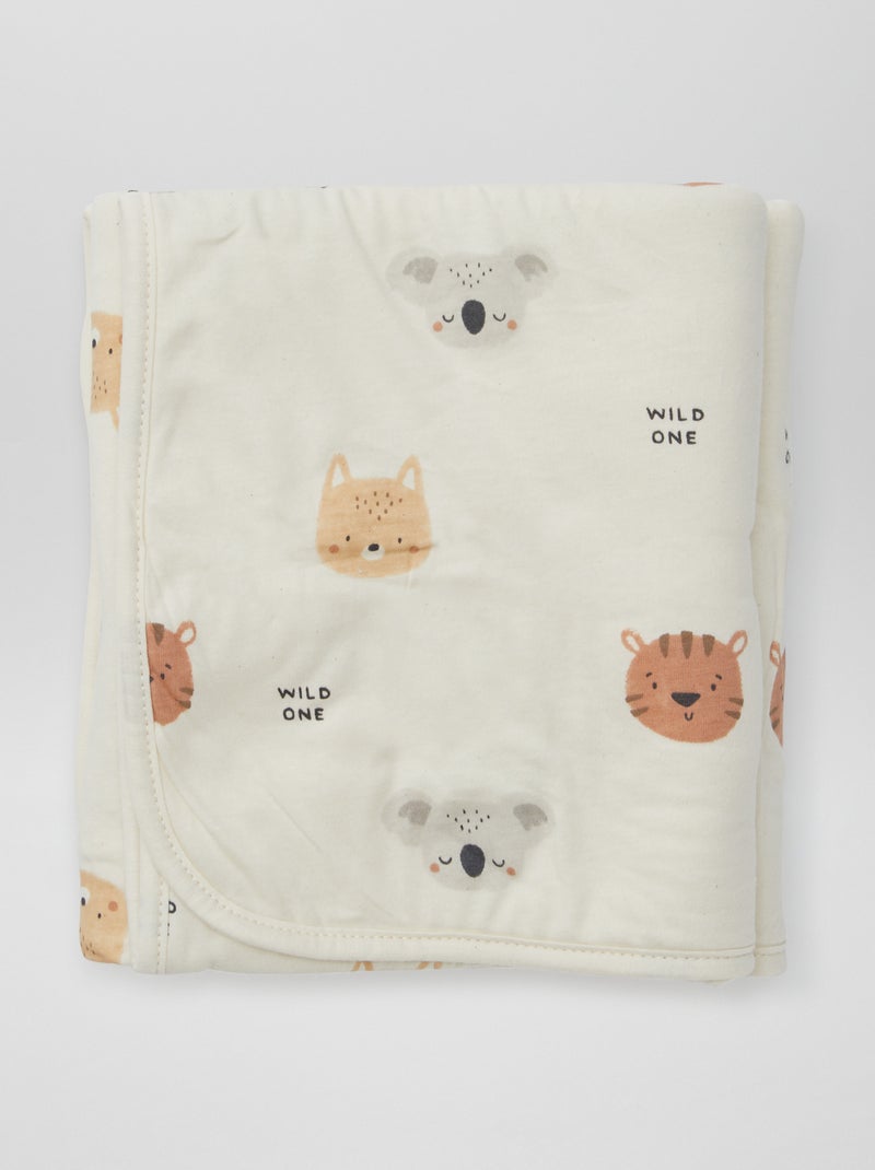 Couverture imprimée avec intérieur effet polaire Blanc 'koala' - Kiabi