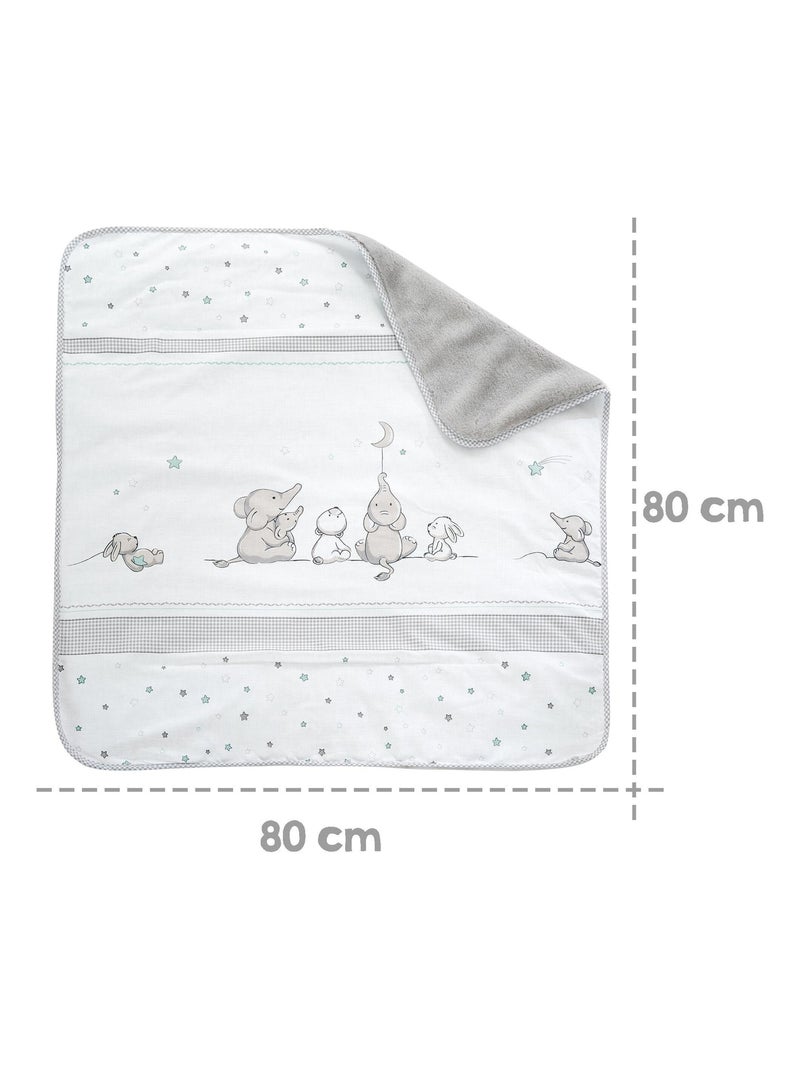 Couverture imprimée éléphant en coton et polaire 80 x 80 cm 'Sternenzauber' ROBA Gris - Kiabi