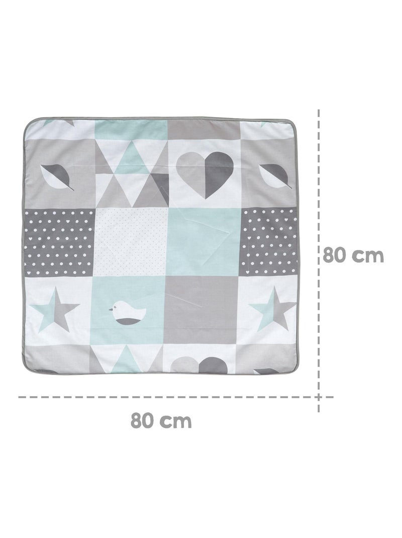 Couverture imprimée en coton et polaire 80 x 80 cm 'Happy Patch' ROBA Vert - Kiabi