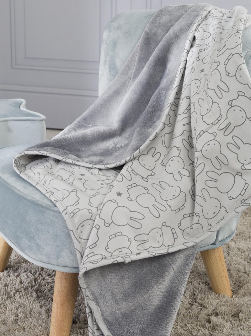 Couverture imprimée en coton et polaire 80 x 80 cm 'miffy®' ROBA Gris - Kiabi