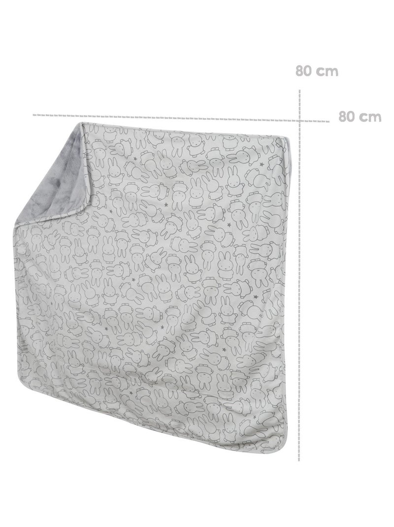 Couverture imprimée en coton et polaire 80 x 80 cm 'miffy®' ROBA Gris - Kiabi
