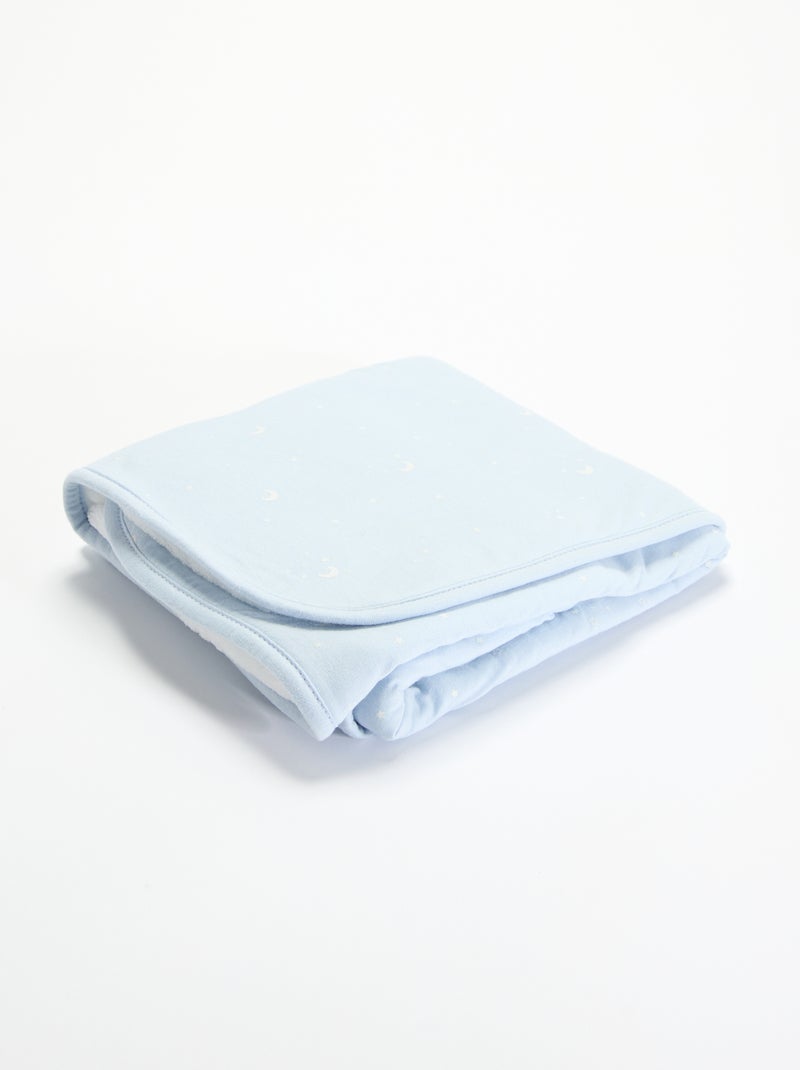 Couverture imprimée  en coton jersey et polaire Bleu - Kiabi