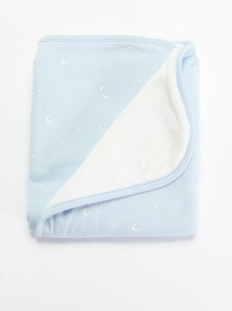 Couverture imprimée  en coton jersey et polaire Bleu - Kiabi
