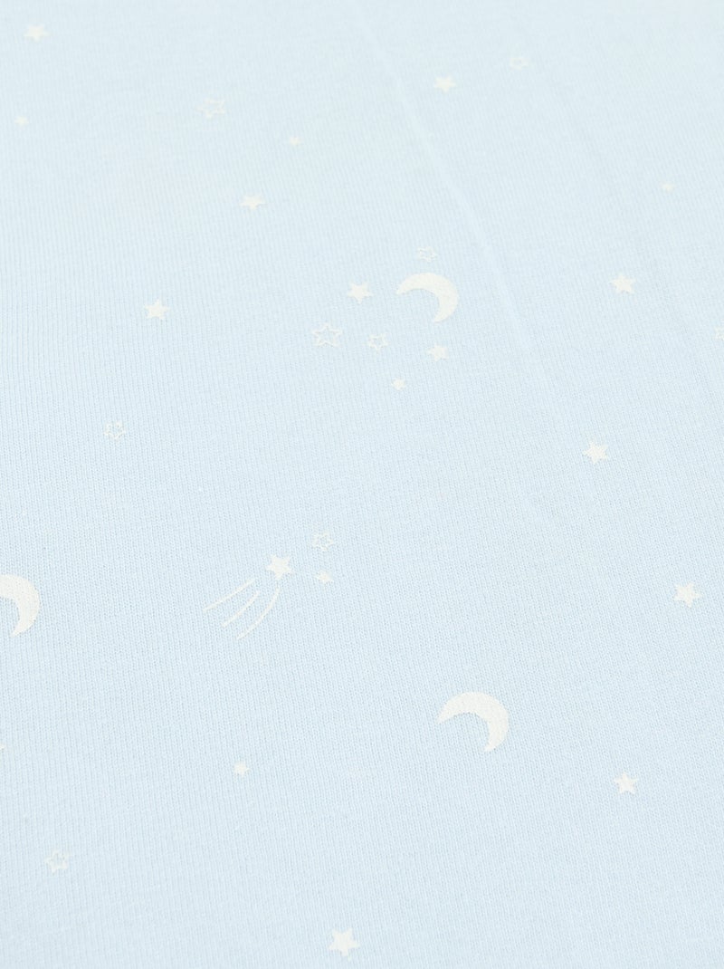 Couverture imprimée  en coton jersey et polaire Bleu - Kiabi