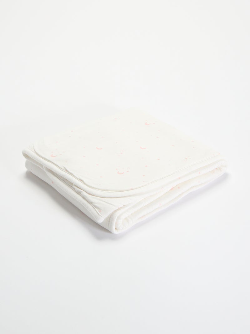 Couverture imprimée  en coton jersey et polaire Rose - Kiabi
